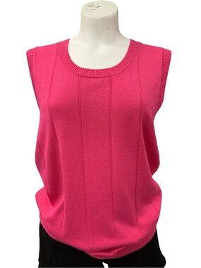 Lopez Sleeveless Knit Tank Top in Bright Pink Size L